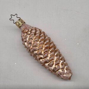Inge Glas Pine Cone German Glass Christmas Ornament Orange